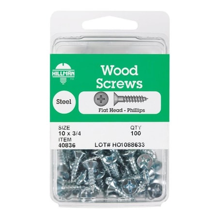 Hillman Wood Screw, Steel Phillips Drive, 5 PK 5326145